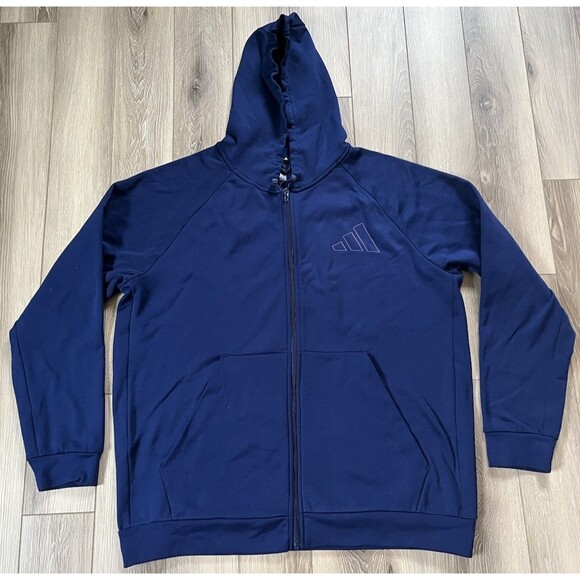 Adidas Game and Go Full Zip Men's Size 2XL Blue Training Track Hoodie HZ3060 - Picture 2 of 9